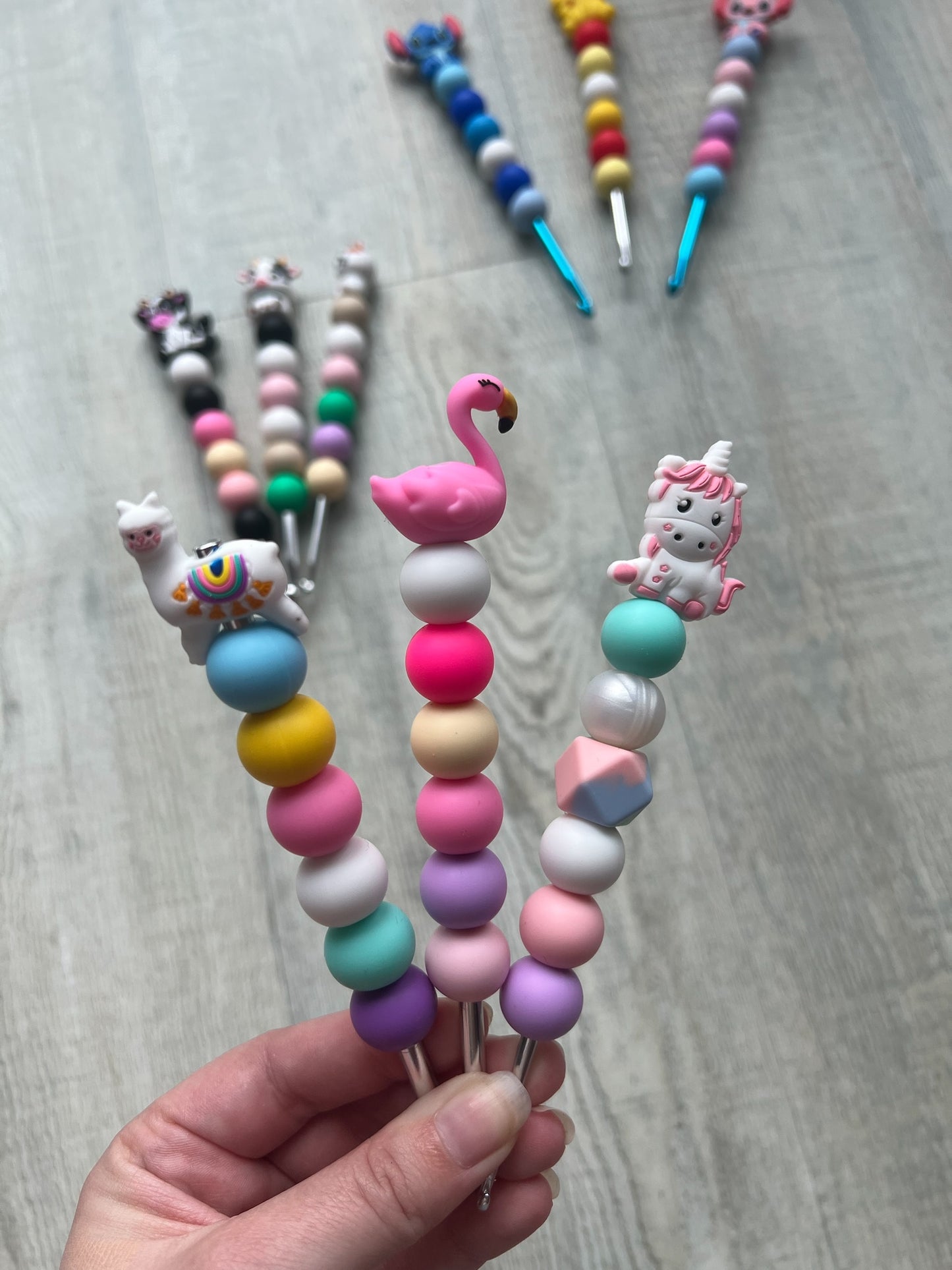Ergonomic Crochet Hook with Silicone Beads Handmade