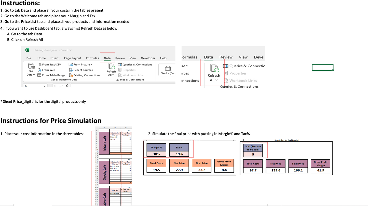 Handmade Business Pricing Sheet – Excel Tool for Makers & Crafters