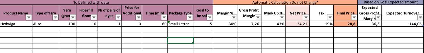 Handmade Business Pricing Sheet – Excel Tool for Makers & Crafters